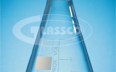 Erlenmeyers con tapa de vidrio esmerilada marca Glassco